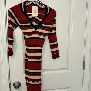 Pattern cotton dress with stripes